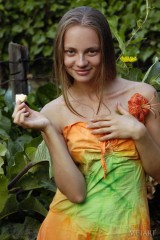 Cute young lady is demonstrating her body