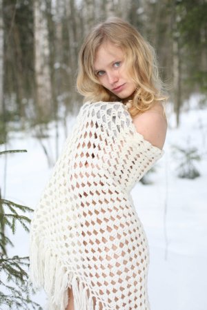 Half-naked blondie goes on a winter walk photo 8