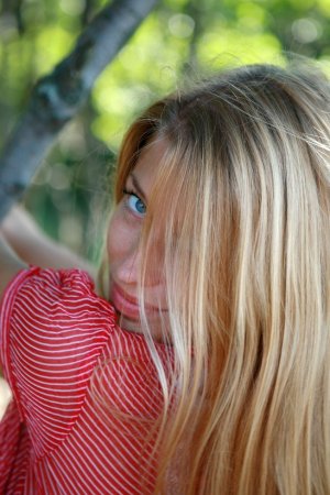 Blonde babe loves having sweet solo in the forest photo 5