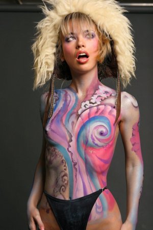 Painted babe is demonstrating solo skills photo 6