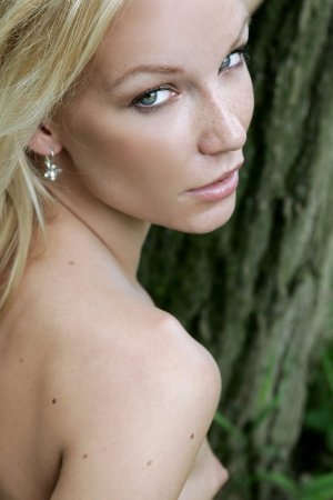 Sexy blonde is having solo in forest photo 13