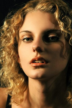 Awesome blonde in the black studio photo 14