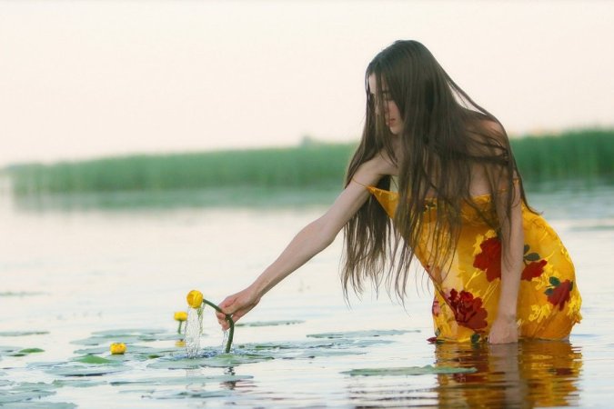 Wonderful girl is having solo in the river photo 15