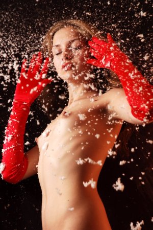 Hottie in silk gloves poses on camera photo 7