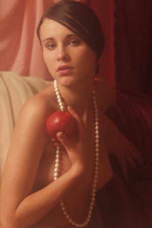 Artistic nude wearing just a pearl necklace photo 14
