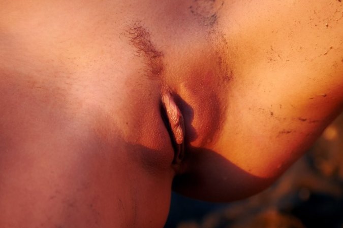Splashing in the surf completely naked photo 16