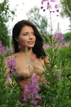 Tender brunette is showing solo skills on green grass photo 3
