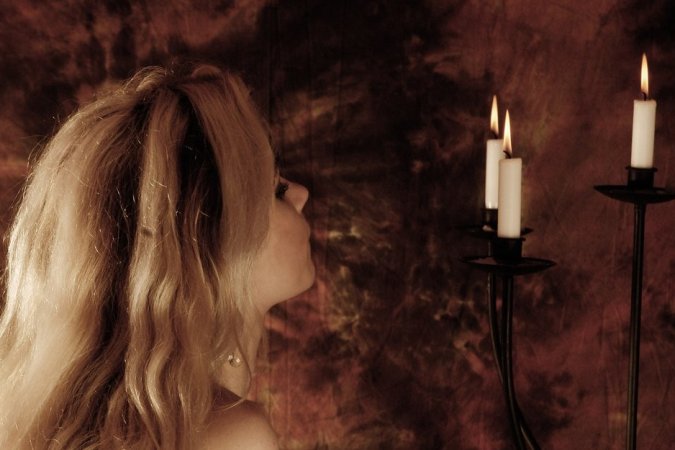 Skinny blonde is enjoying unforgettable solo in studio photo 1
