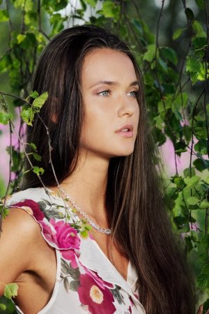 Tender brunette madam is touching herself outdoors photo 15