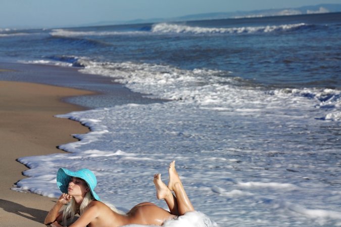 Wonderful blonde loves having solo on the beach photo 12