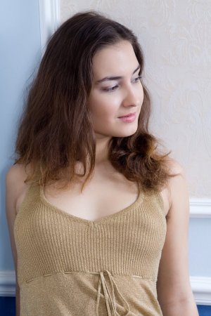Cute brunette is demonstrating awesome hairy kitty photo 11