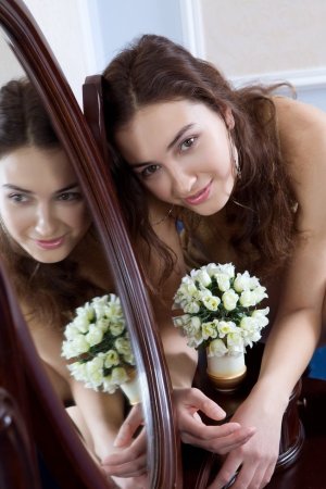 Cute brunette is demonstrating awesome hairy kitty photo 18