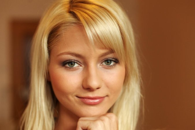 Wonderful blonde is touching her body photo 11