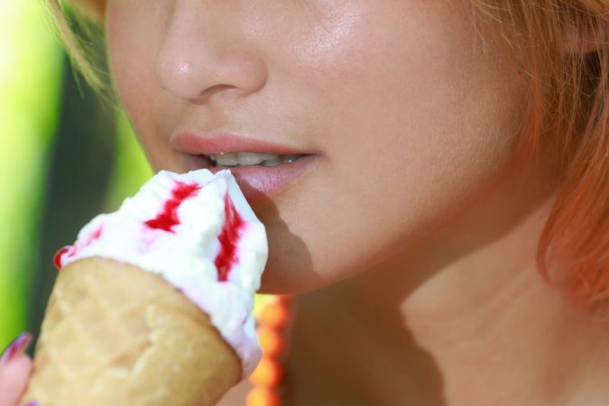 Frisky cutie takes an ice-cream on a forest walk photo 19