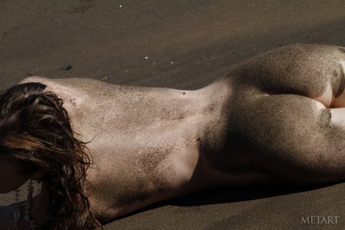 Wet, dirty, and naked at the beach photo 1