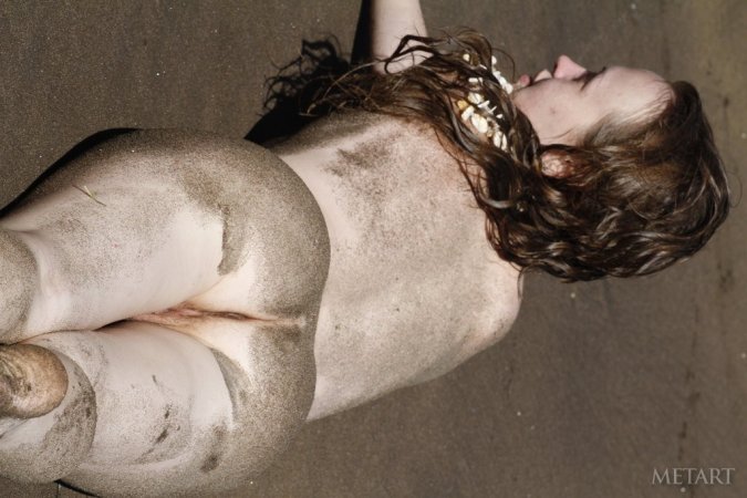 Wet, dirty, and naked at the beach photo 2