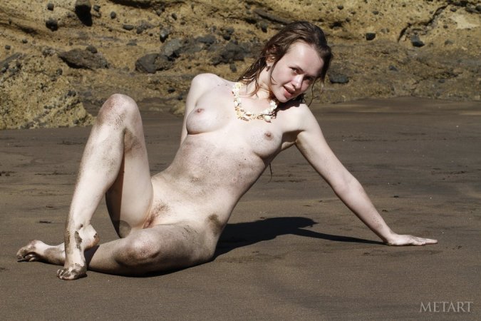 Wet, dirty, and naked at the beach photo 9