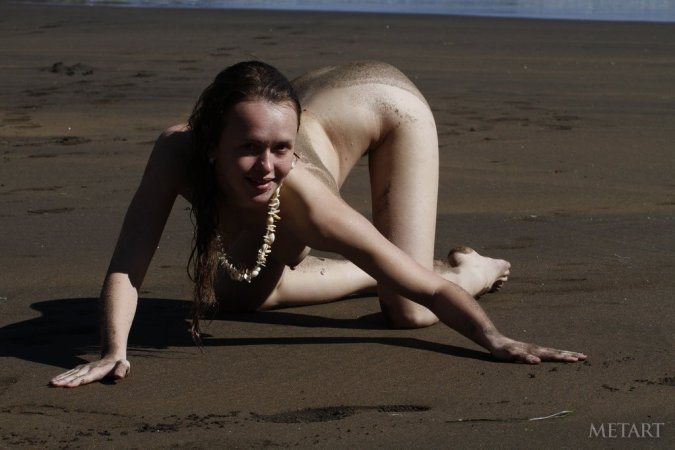 Wet, dirty, and naked at the beach photo 18