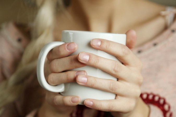 Gentle blonde is enjoying morning solo photo 9