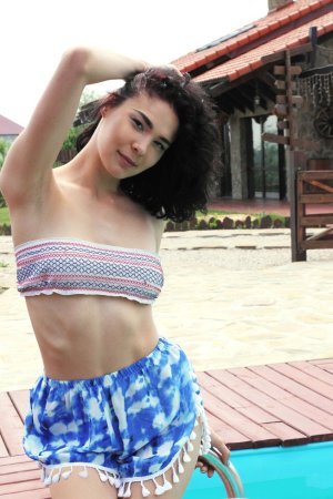 Hottie swims in outdoor pool in tiny outfit photo 12