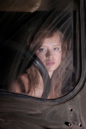 Teen model makes erotic photo session in car workshop photo 12