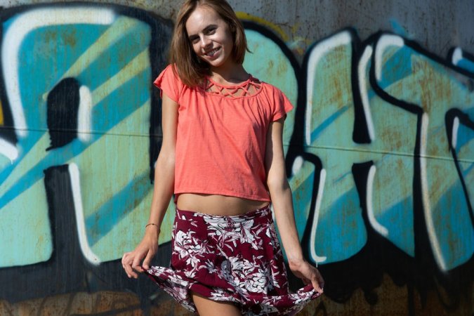 Naked babe poses at the water tower photo 3
