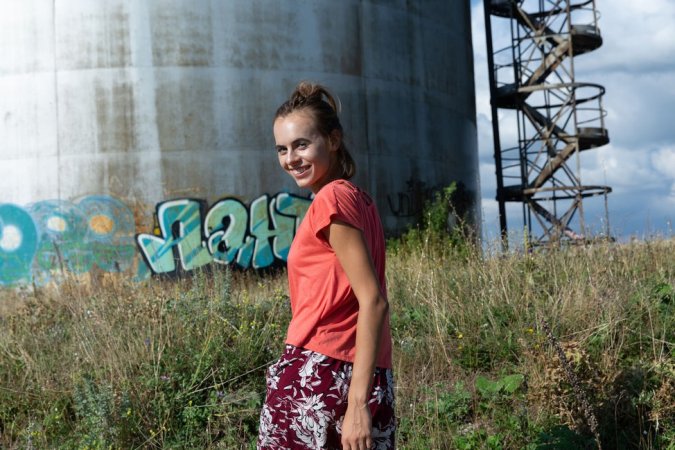 Naked babe poses at the water tower photo 12