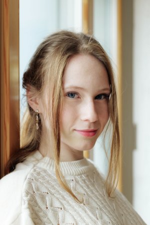 Zuzanna teases in cream sweater and panties photo 2